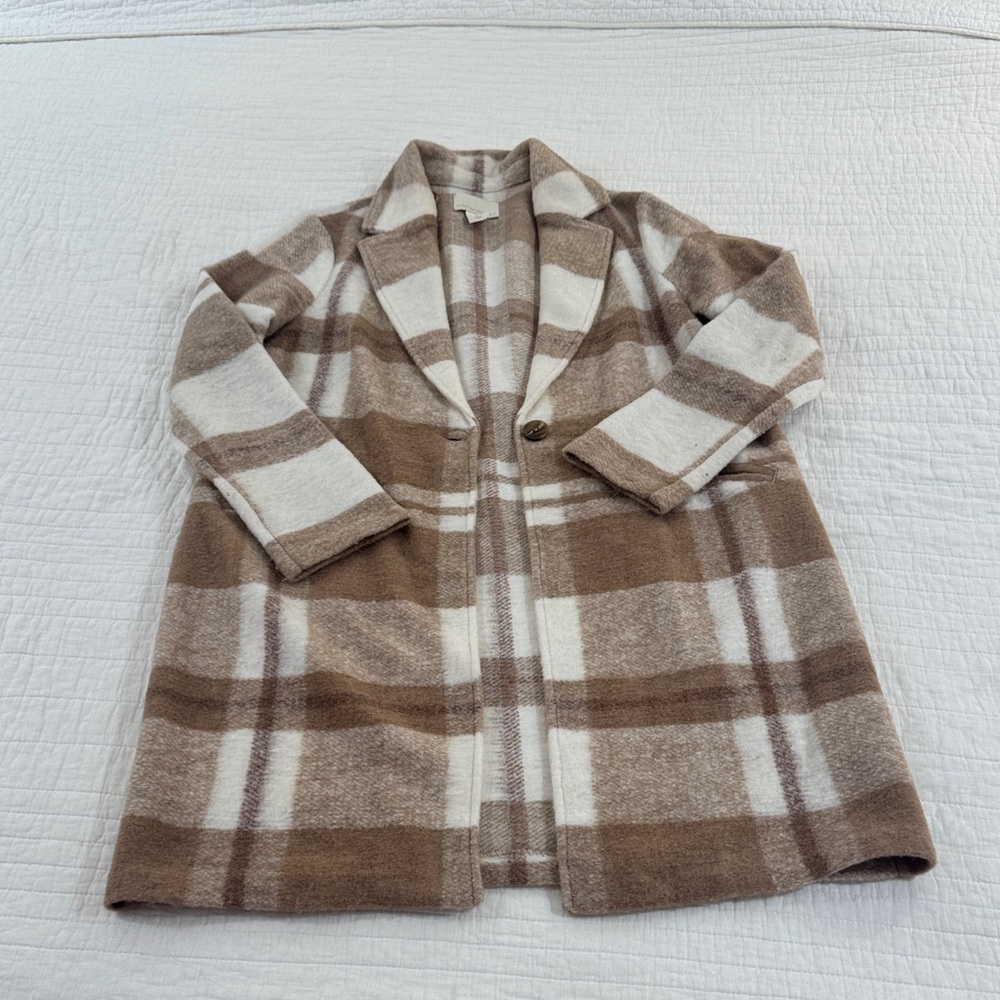 Plaid Brown and Cream Coat